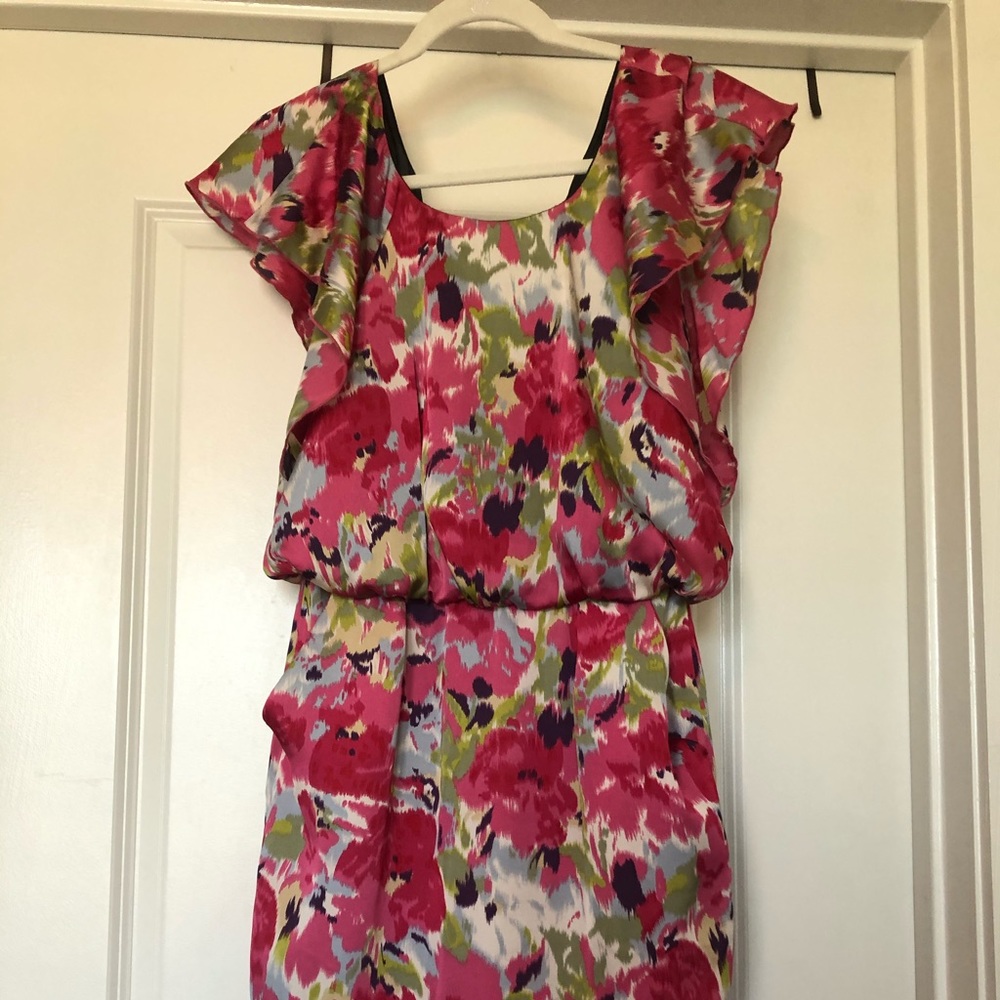 Pink Floral Print Cocktail Dress